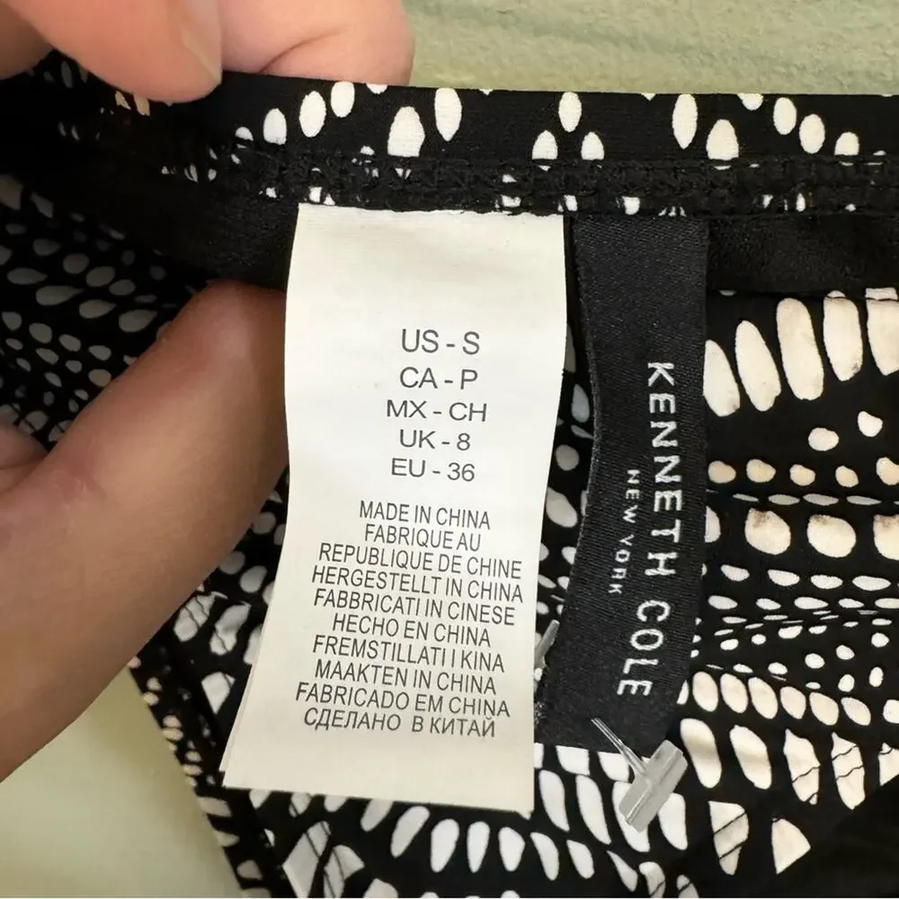 Kenneth Cole Women's Black White Find Tranquility Hipster Bikini‎ Bottom Small